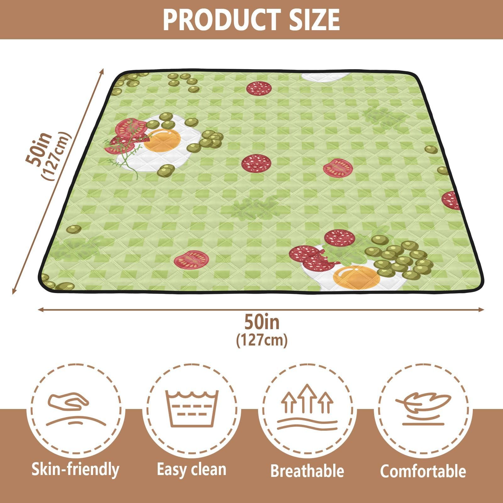 Plaid Green Baby Play Mat - 50