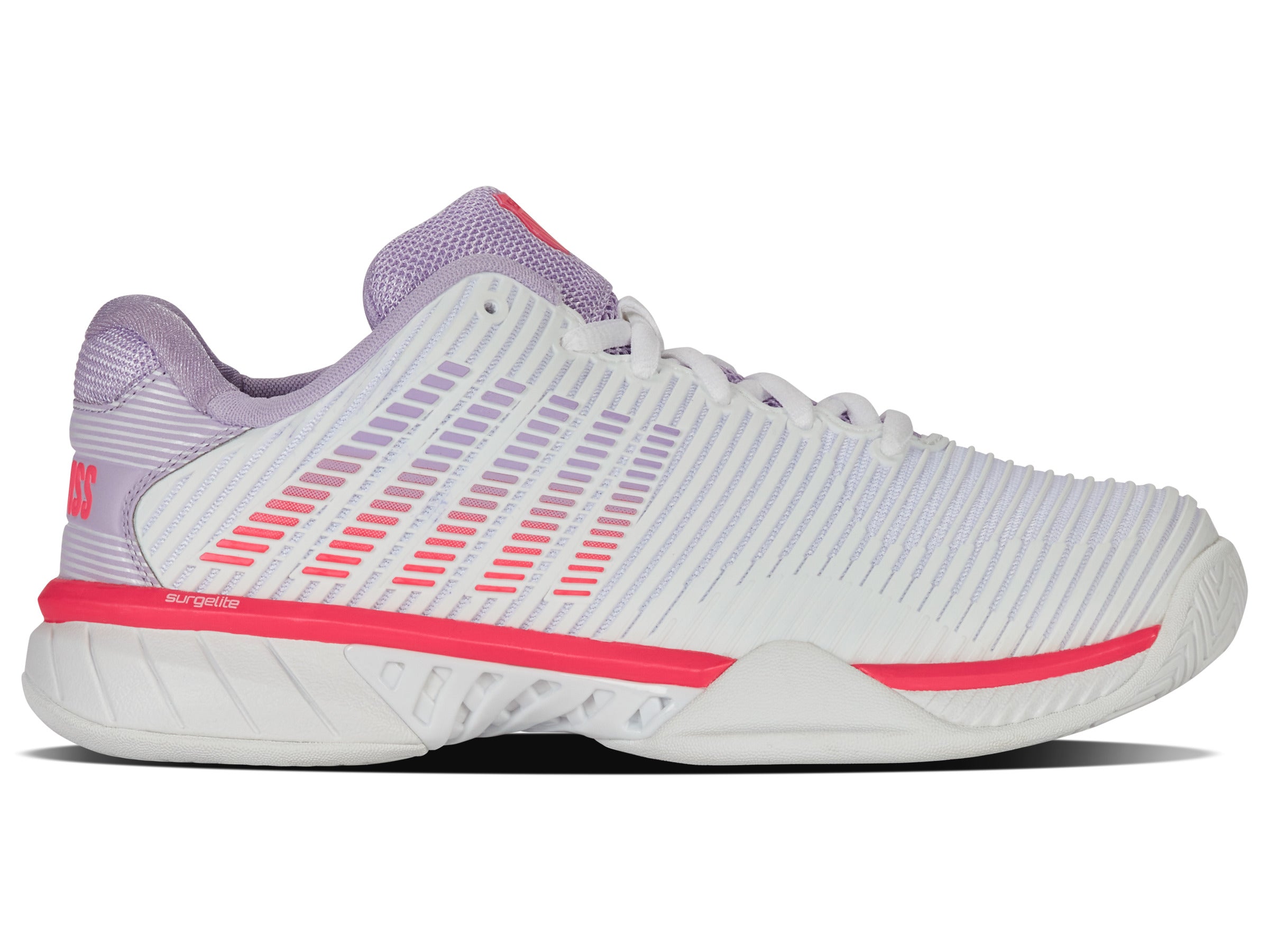 Hypercourt Express 2 Tennis Shoes - Women's White/Orchid Petal/Neon Blaze Athletic Sneakers for Court Sports & Casual Wear