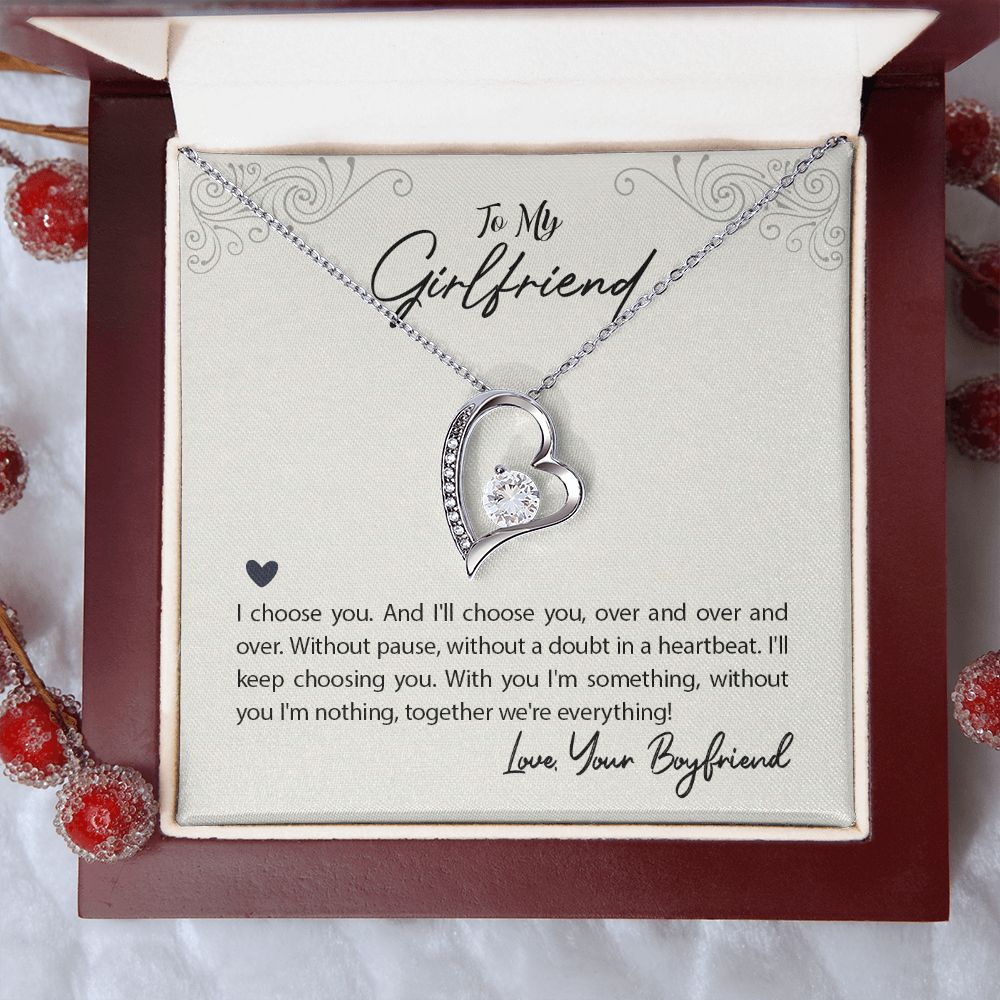 Forever Love Necklace for Girlfriend - White or Yellow Gold Romantic Gift from Boyfriend | Perfect for Anniversaries, Valentine's Day & Special Occasions