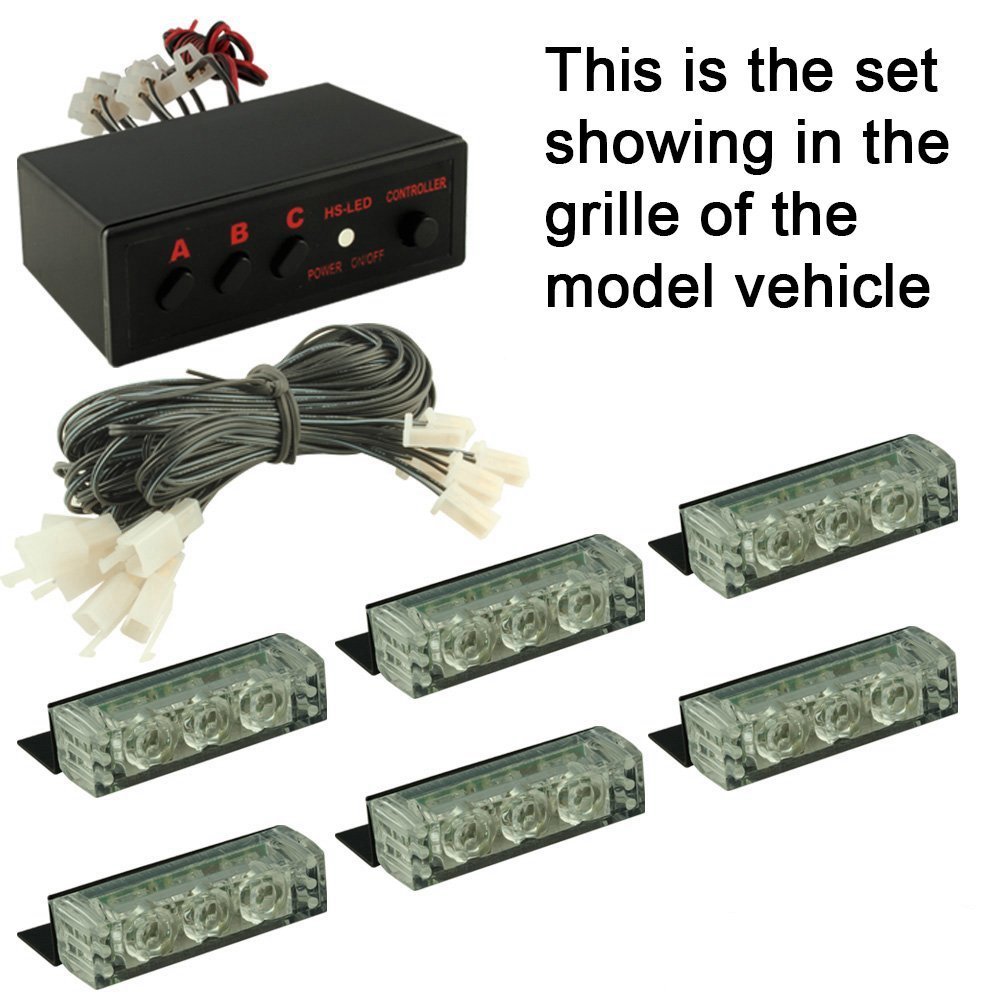 18 LED Emergency Strobe Lights - Red & Blue for Vehicle Grille & Deck - Warning & Safety Lights for Trucks & Emergency Vehicles