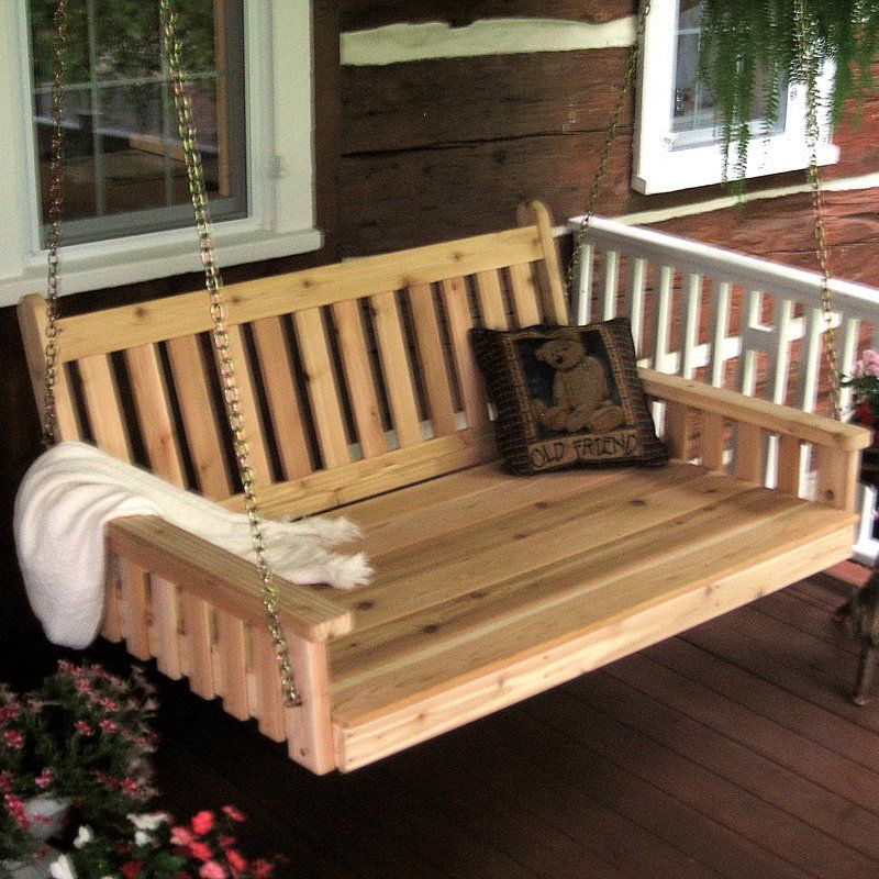 A & L Furniture Cedar Traditional English Swing Bed - Outdoor Patio Swing for Garden, Porch, and Backyard Relaxation