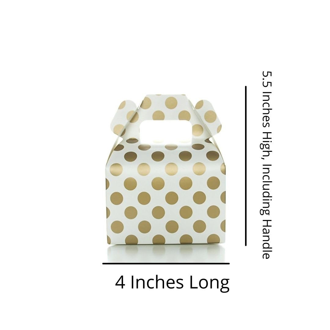 Gold Polka Dot Candy Boxes (12 Pack) - Elegant Party Favor Treat Boxes for Weddings, Birthdays & Candy Buffets | Wedding Dessert Table Supplies & Small Gift Boxes for Special Occasions
