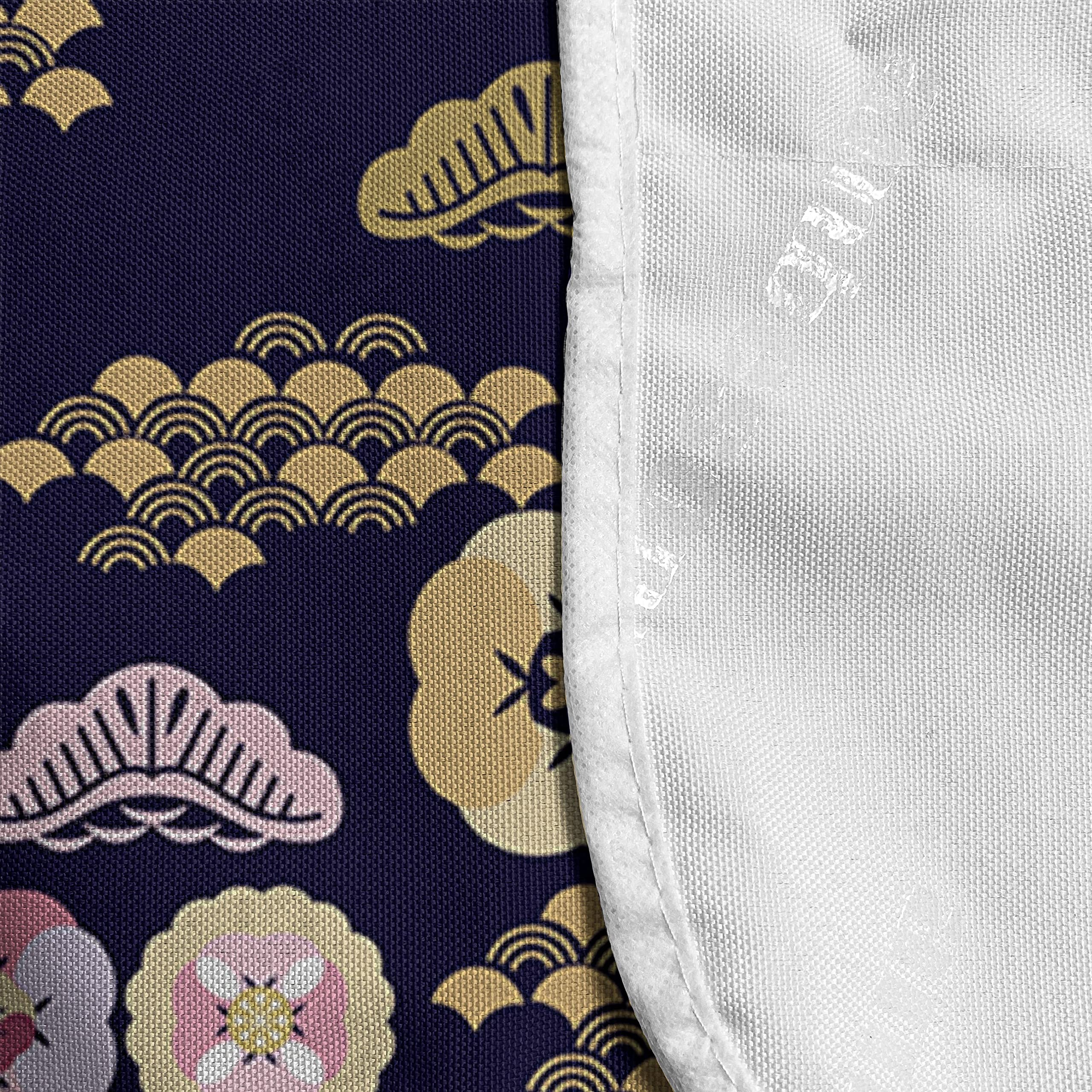 Ambesonne Japanese Art Microwave Oven Cover - Sakura Flowers, Clouds & Waves Print, Water Resistant Kitchen Organizer with Pockets, 36