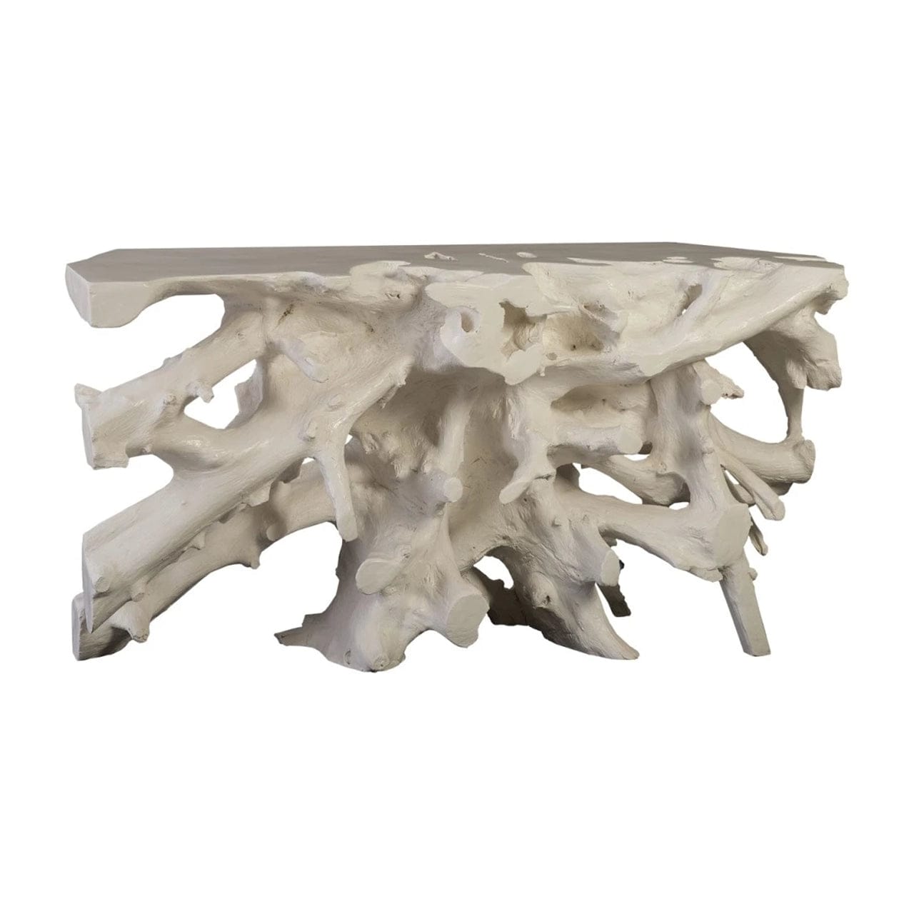 Modern White Console Table with Cast Root Design - Perfect for Entryway, Living Room & Hallway Decor