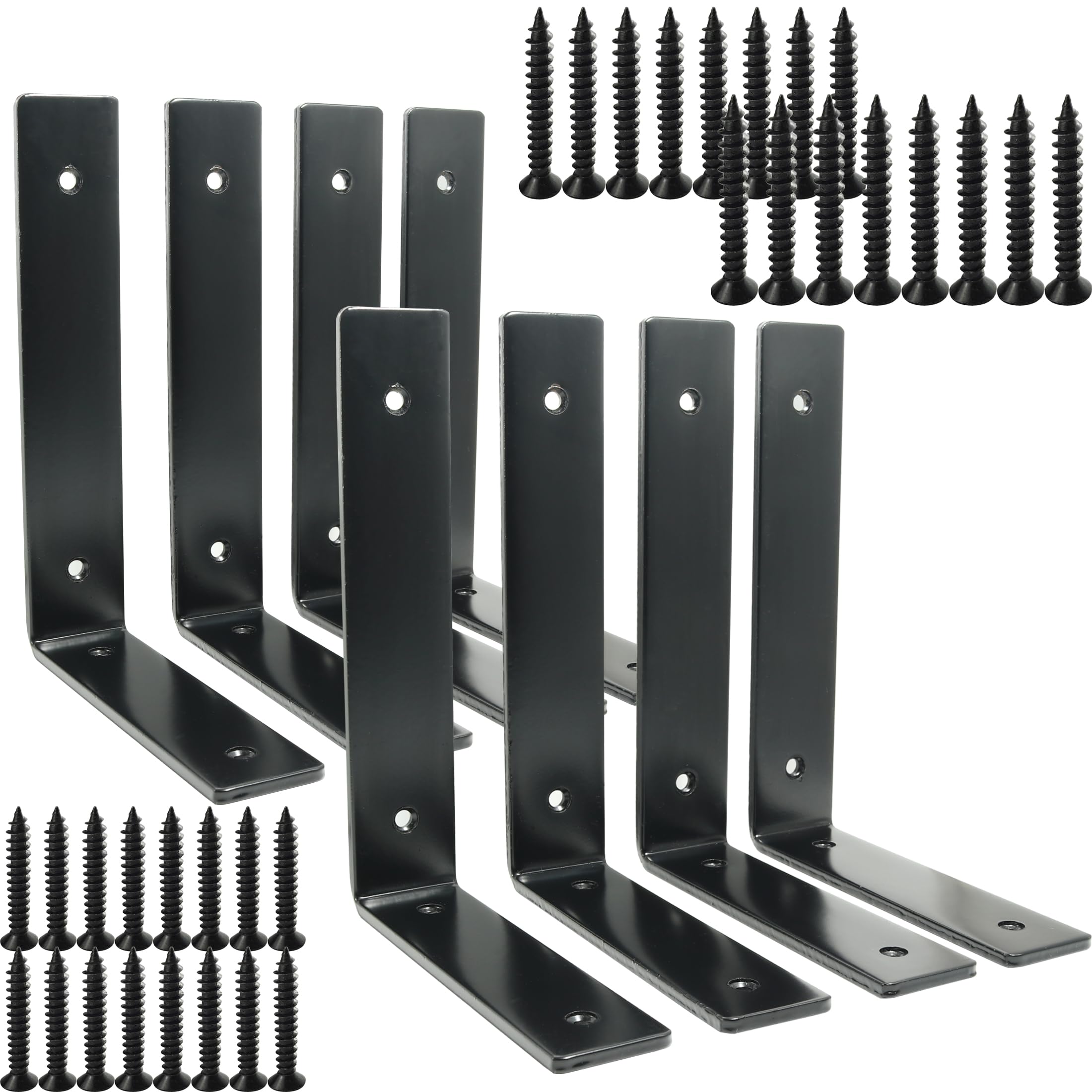 Heavy Duty Black Metal Shelf Brackets (8 Pack, 6
