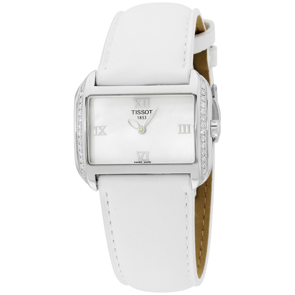 Tissot Women's T-Wave T023.309.16.113.01 Watch - Mother-of-Pearl Dial, Genuine Leather Strap, Swiss Made - Perfect for Office, Business Meetings & Formal Occasions