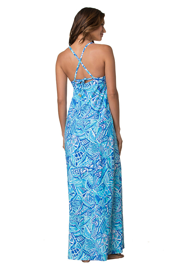 Bohemian Gypsy Dress - Blue Grotto Floral Print Maxi Dress for Women | Perfect for Festivals, Beach Vacations & Summer Outfits