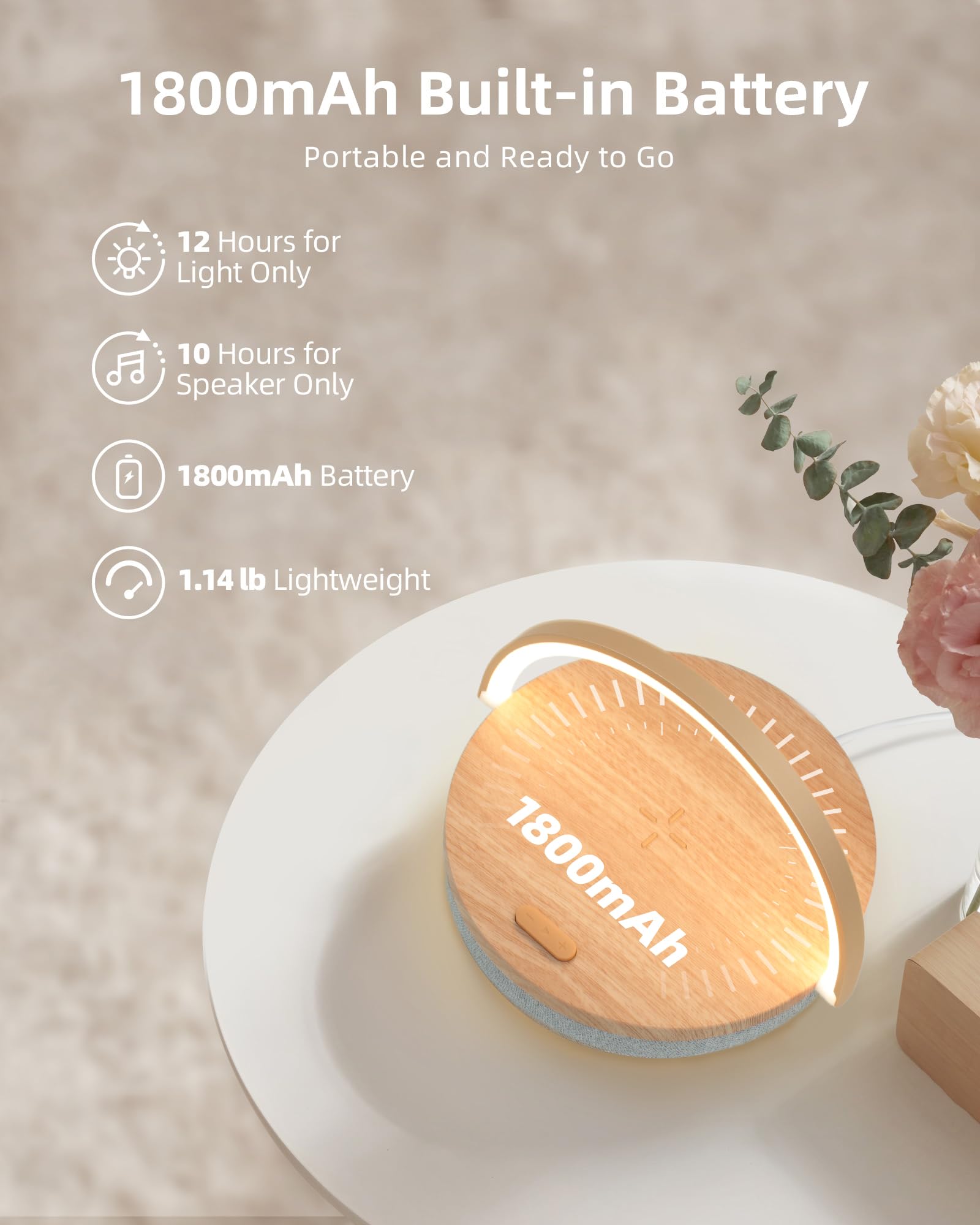 EZVALO 4-in-1 Wireless Charging Music Table Lamp with Bluetooth Speaker, Phone Holder & Dimmable LED Night Light - Perfect Birthday Gift for Women, Men, Dad, Mom - Ideal for Bedroom, Office, and Home Decor