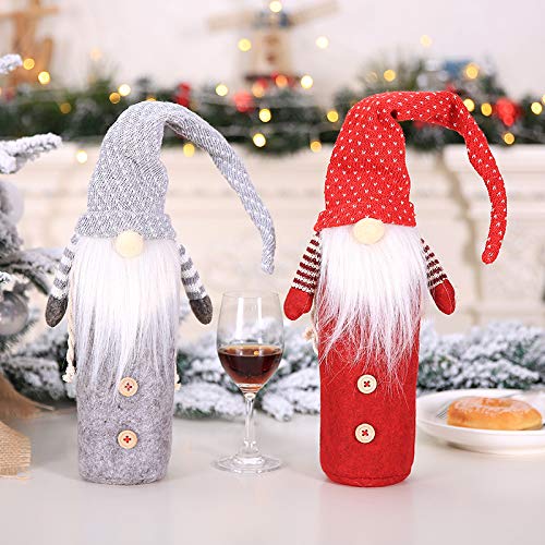Premium Wine Gift Bags Set of 2 - Insulated Wine Tote with Christmas Gnome Design for Holiday Gifting, Party Favors & Wine Lovers - Reusable Bottle Covers Perfect for Christmas, Weddings & Hostess Gifts