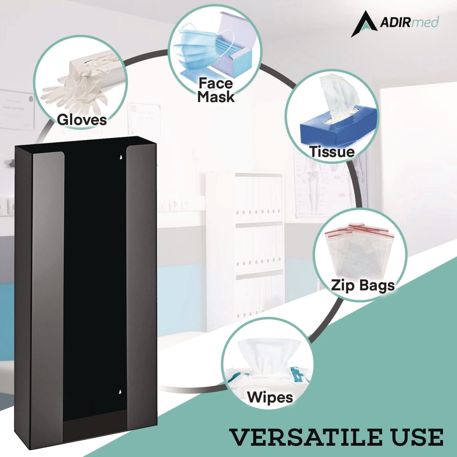 AdirMed Acrylic Glove Dispenser - 4 Box Capacity, 10.2