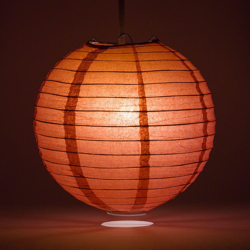 20 Inch Marsala/Burgundy Wine Round Paper Lanterns with Parallel Ribbing - Perfect for Wedding Decor, Party Lighting, and Home Decoration