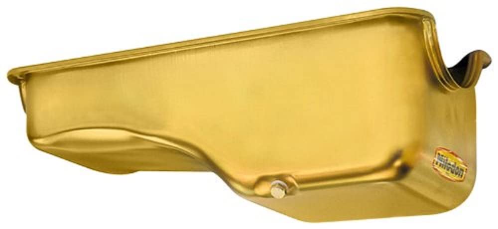 Milodon 30720 Steel Gold Zinc Plated Oil Pan - Replacement for Small Block Ford Engines (289/302/351W) - High Performance & Leak Proof Design for Street Racing & Engine Upgrades