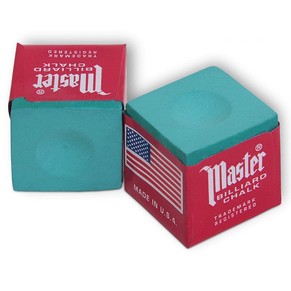 Premium Billiard Chalk for Pool Cues - 1 Dozen High-Quality Master Chalk (Made in USA) + 2 Spruce Pool Table Spots - Perfect for Professional Play & Home Game Rooms