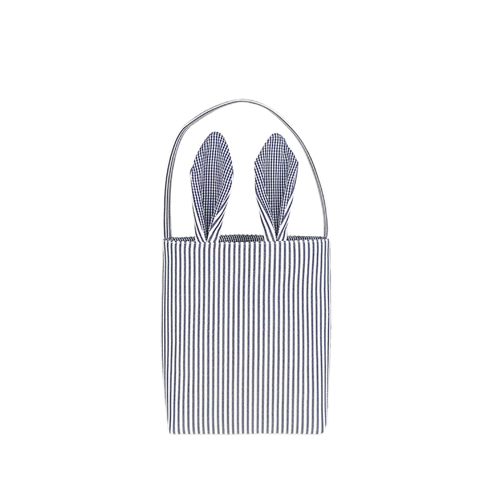 Easter Bunny Ears Printed Canvas Gift Bag - Holiday Rabbit Candy Carry All Basket for Easter Egg Hunt, Party Favors & Spring Celebrations
