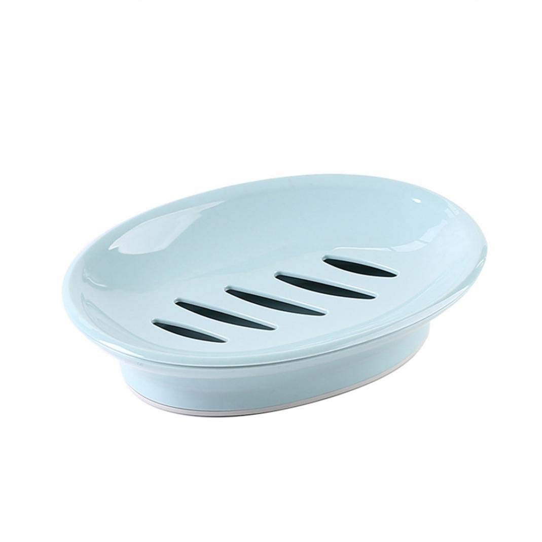 Double Layer Soap Saver Case with Drainage - Oval Shower Soap Dish Holder for Bathroom & Kitchen - Blue (Perfect for Organizing Bar Soaps in Showers, Sinks, and Countertops)