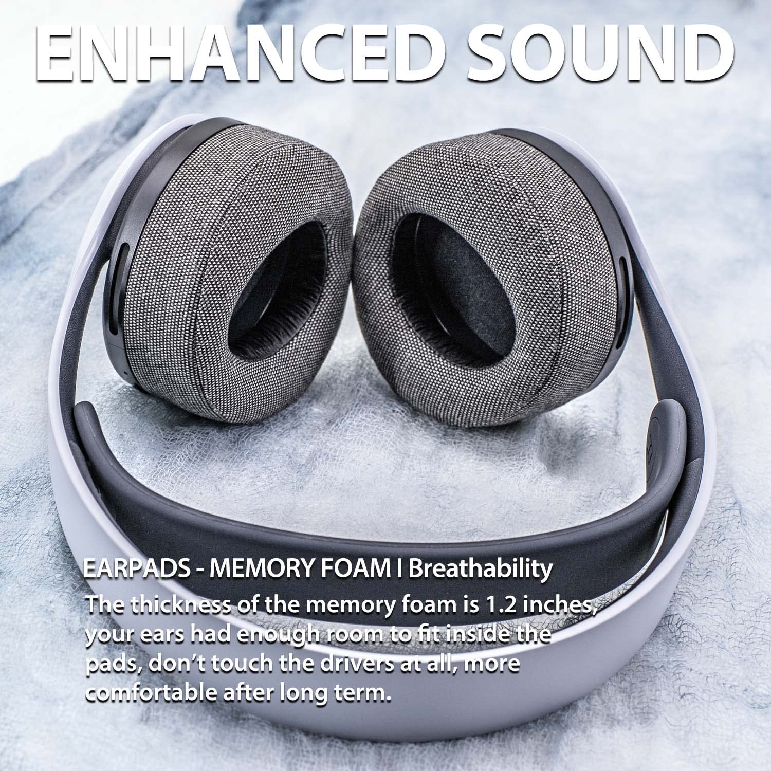 Replacement Ear Cushions for PS5 Pulse 3D Headset - Gray Soft Memory Foam Ear Pads Compatible with Playstation 5 - Enhance Gaming Comfort for Long Sessions & Noise Isolation