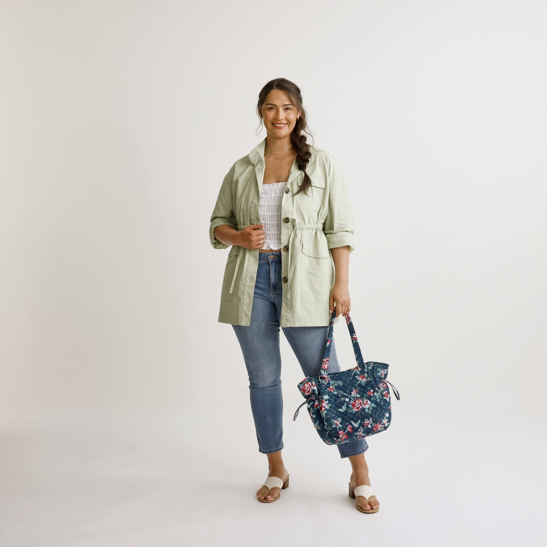 Vera Bradley Women's Cotton Glenna Satchel Purse - Stylish Crossbody Handbag for Women, Lightweight & Spacious, Perfect for Work, Travel & Everyday Use
