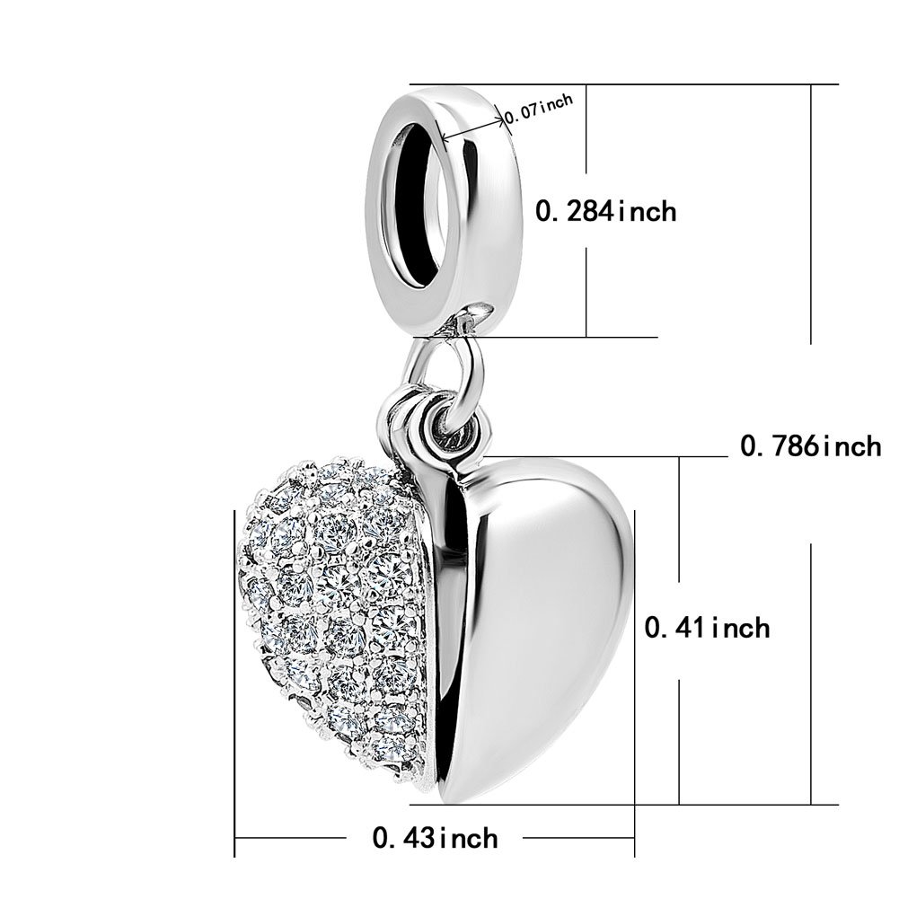 KunBead Sister I Love You Heart Birthstone Dangle Charms for Bracelets & Necklaces - Perfect Birthday Gift for Women, Mom, Daughter - Jewelry for Valentine's Day, Anniversary & Special Occasions