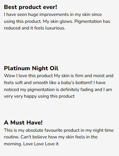 Platinum Night Rejuvenation Face Oil - Anti-Aging & Hydrating Skincare for Women | 30% Off | Perfect for Nighttime Routine & Dry Skin Care