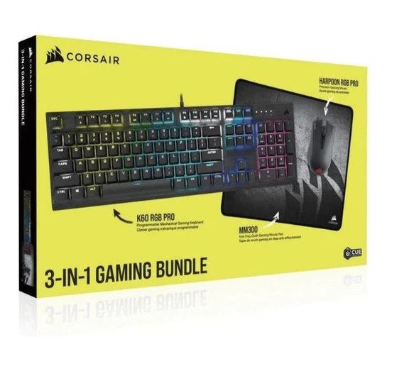 **Corsair K60 RGB PRO Keyboard, Harpoon RGB Gaming Mouse & MM300 Mouse Pad - 3-in-1 Gaming Bundle for PC, PS5, Xbox - Perfect for Esports & Streaming**