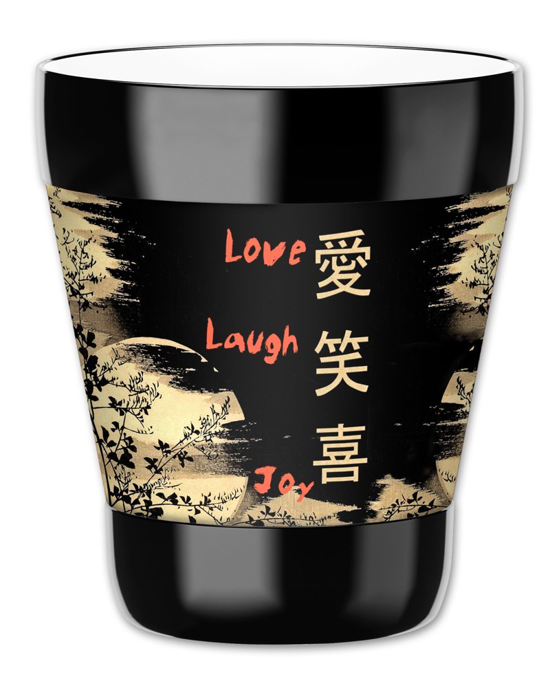 12-Oz Insulated Lowball Tumbler with Removable Wetsuit Cover - Love Laugh Joy Design - Perfect for Iced Coffee, Cocktails & Home Bar Use