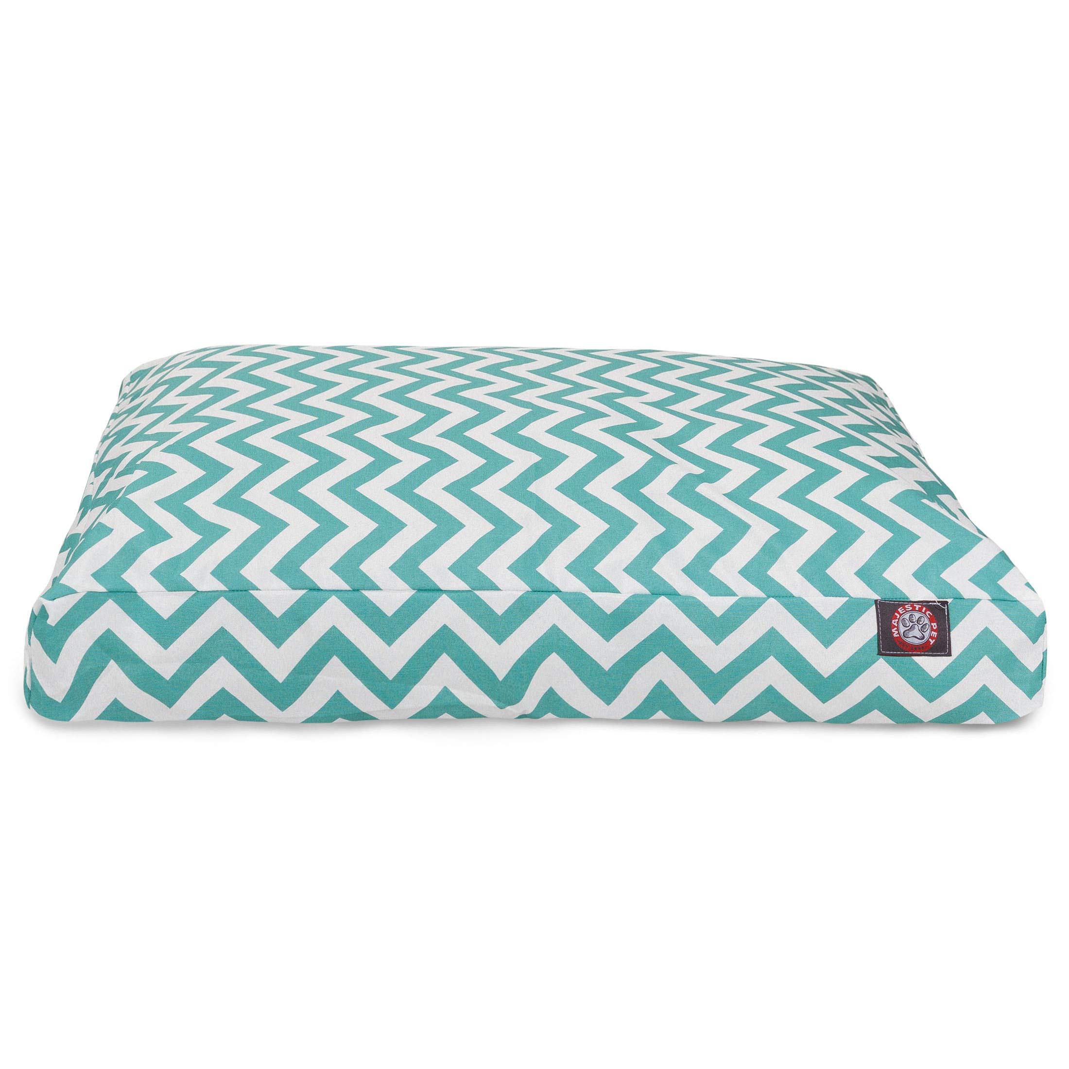 Washable Non-Slip Chevron Rectangle Dog Bed - Removable Cover Comfy Pet Crate Bed for Small Dogs - Teal Polyester Fiber Kennel Sleeping Pad | Perfect for Crates, Living Rooms & Bedrooms