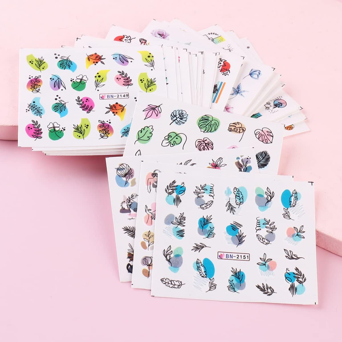 Floral Butterfly Nail Stickers - 24 Sheets Water Transfer Decals for Summer Nail Art | Leaf, Geometric & Line Designs | DIY Manicure & Pedicure Supplies | Perfect for Parties, Weddings & Salon Use