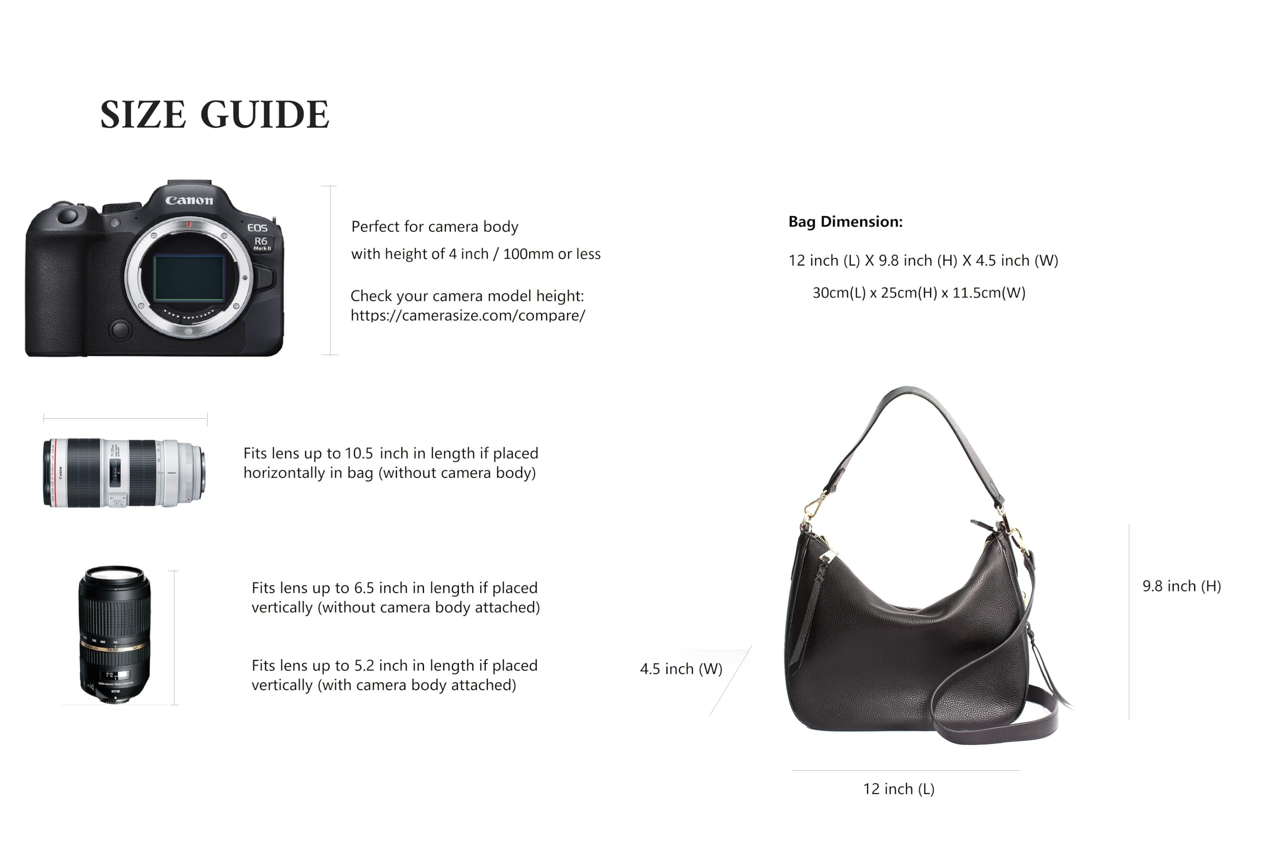 Meliae Leather Camera Bag for Women - DSLR Mirrorless Camera Purse with Adjustable Shoulder Strap, Crossbody Hobo Bag for Travel & Photography (Perfect for Vacation, Street Photography & Daily Use)