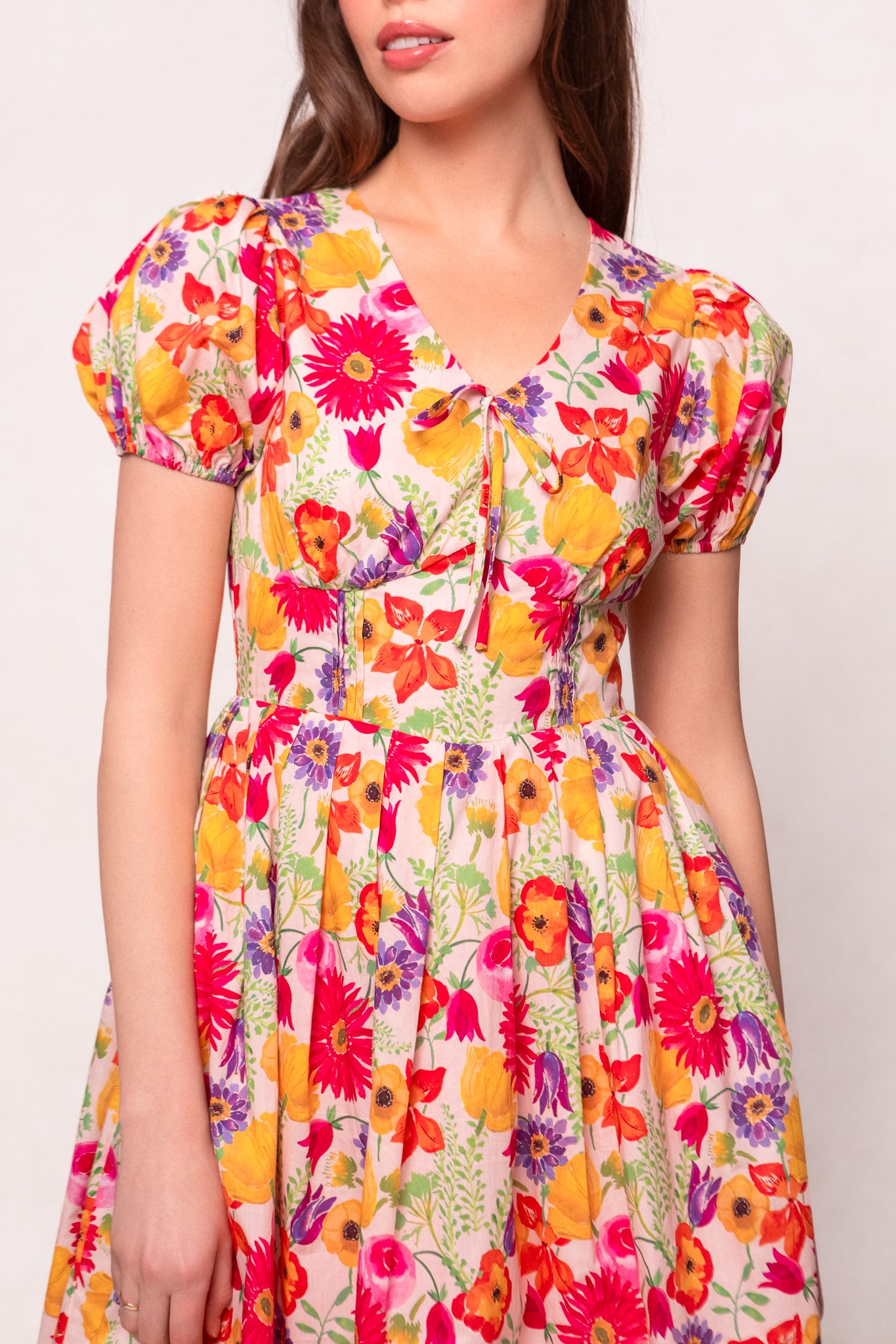 Fleur Dress in Multicolor Floral Print - Women's Flowy Summer Dress for Beach, Vacation & Date Night