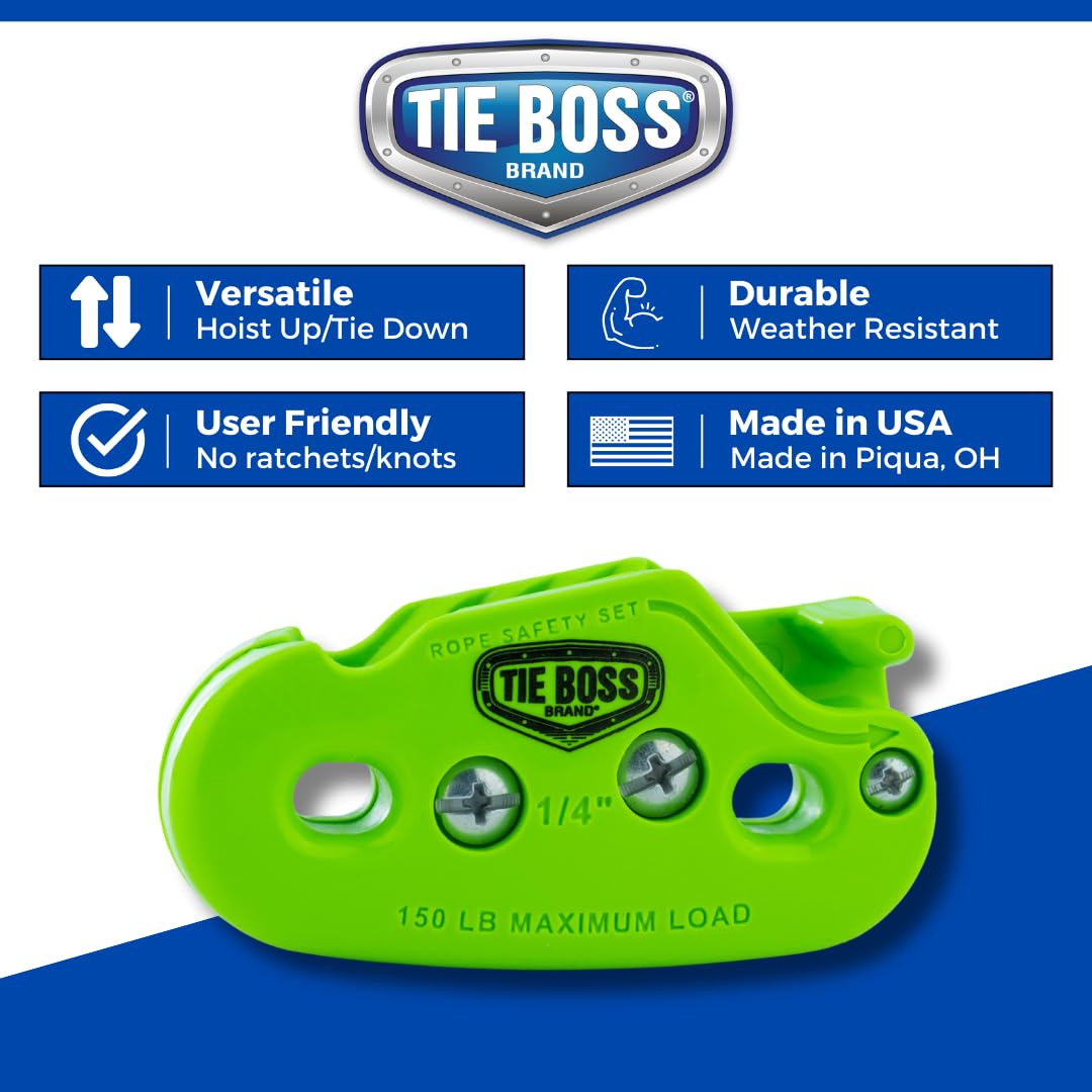 Tie Boss Kayak Hanger - Heavy Duty Ceiling Storage System for Kayaks, Canoes & Watercraft | Space-Saving Garage Organization | Easy Hoist Pulley System (Green) | Perfect for Garage, Shed or Basement Storage