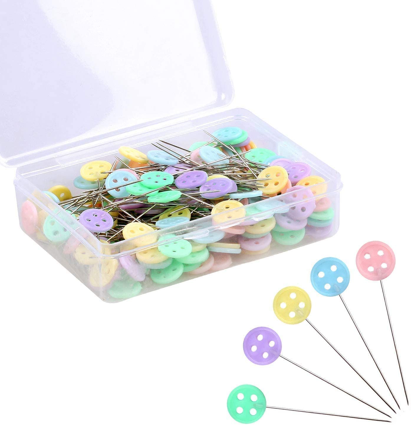 200 PCS Flat Head Sewing Pins for Fabric & Quilting - Assorted Colors - Perfect for DIY & Crafts