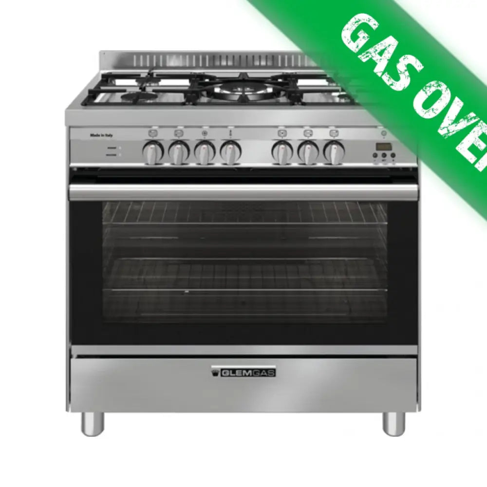 Glem GA965GGX 90cm Stainless Steel Gas Cooktop - Professional 5 Burner Gas Stove for Home Kitchen, Restaurant & Outdoor Cooking
