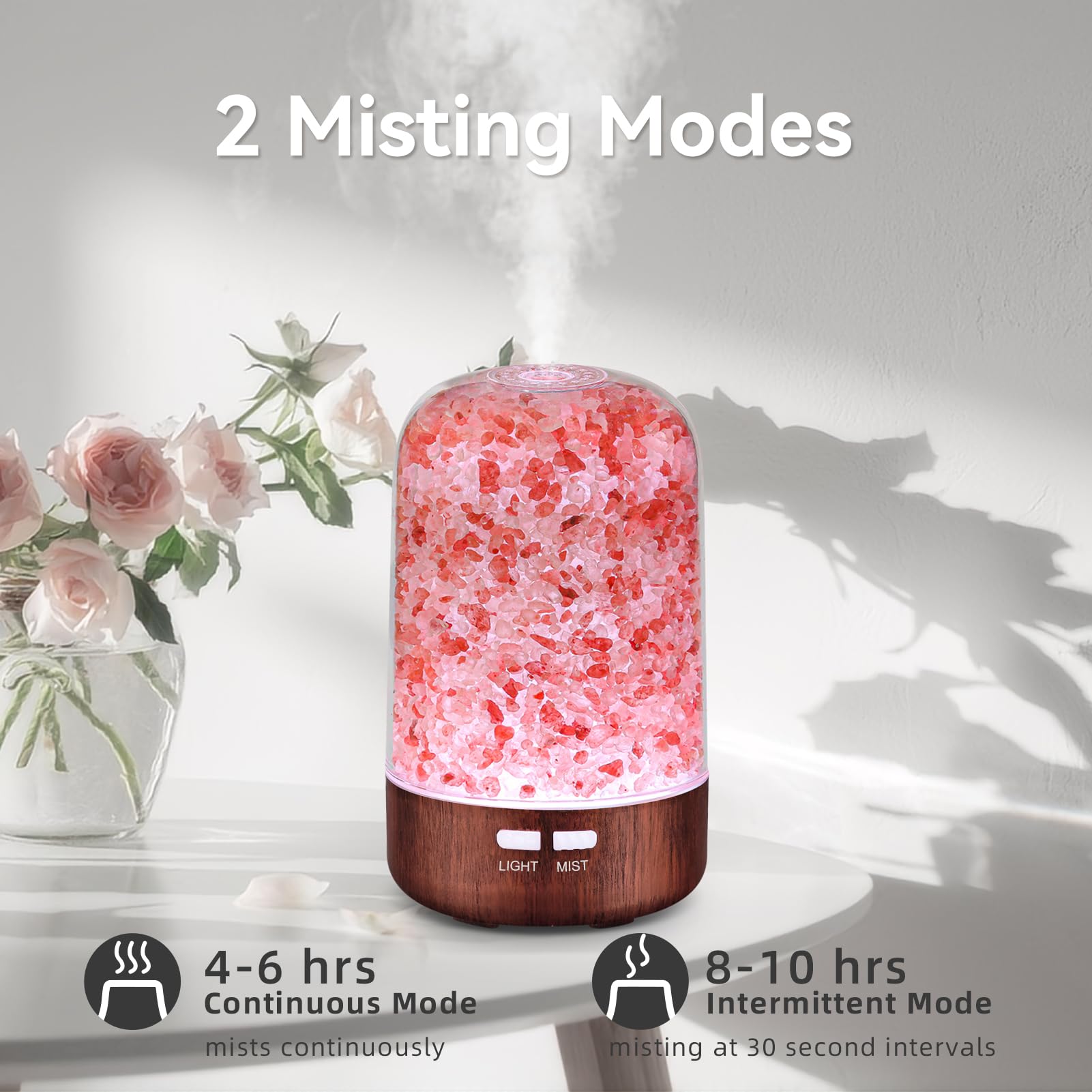 Premium 3-in-1 Aromatherapy Essential Oil Diffuser with Himalayan Salt Lamp & Cool Mist Humidifier - 120ml Ultrasonic Diffuser with 7 Color Changing LED Lights for Home, Office, Yoga Studio & Bedroom Relaxation (Red Bronze)
