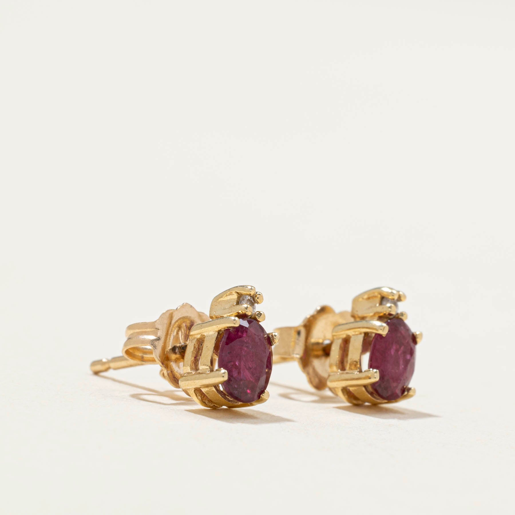 14K Gold Ruby & Diamond Stud Earrings | 0.01ctw Diamond & 0.72ctw Ruby | Elegant Gift for Women, Anniversary, Birthday, Valentine's Day | Perfect for Everyday Wear & Special Occasions