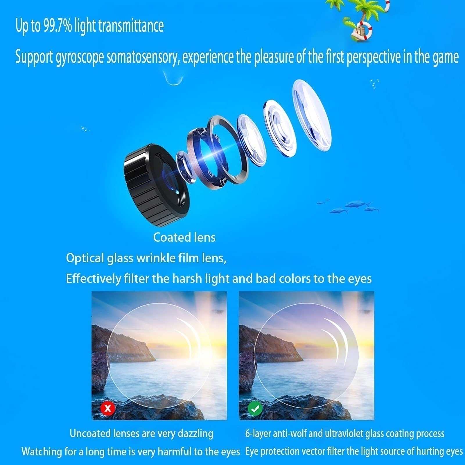 CYLZRCl 3D VR Headset with Stereo Sound & Remote Control - Virtual Reality Glasses for Gaming, Movies & Smartphones - Compatible with All iOS & Android Devices (Color: 6R1) - Perfect for Home Entertainment & Immersive VR Experiences