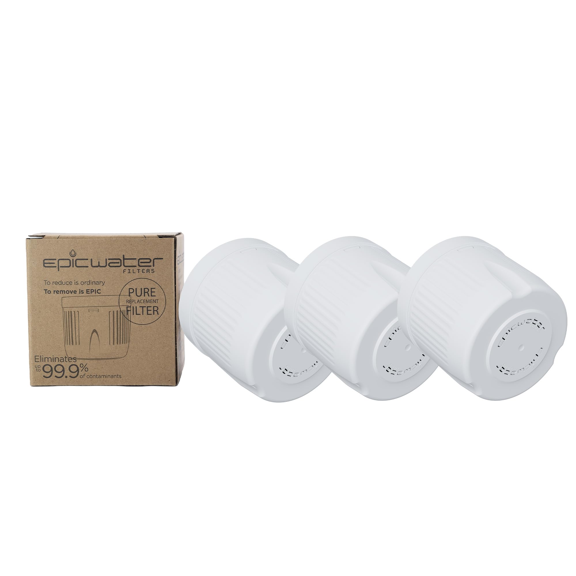 Epic Pure Water Pitcher Replacement Filter - 3 Pack | Removes Fluoride, Lead, Heavy Metals, PFAS & Industrial Pollutants | 150 Gallon Capacity | Compatible with Epic Water Pitchers | Perfect for Home, Office & Travel Use