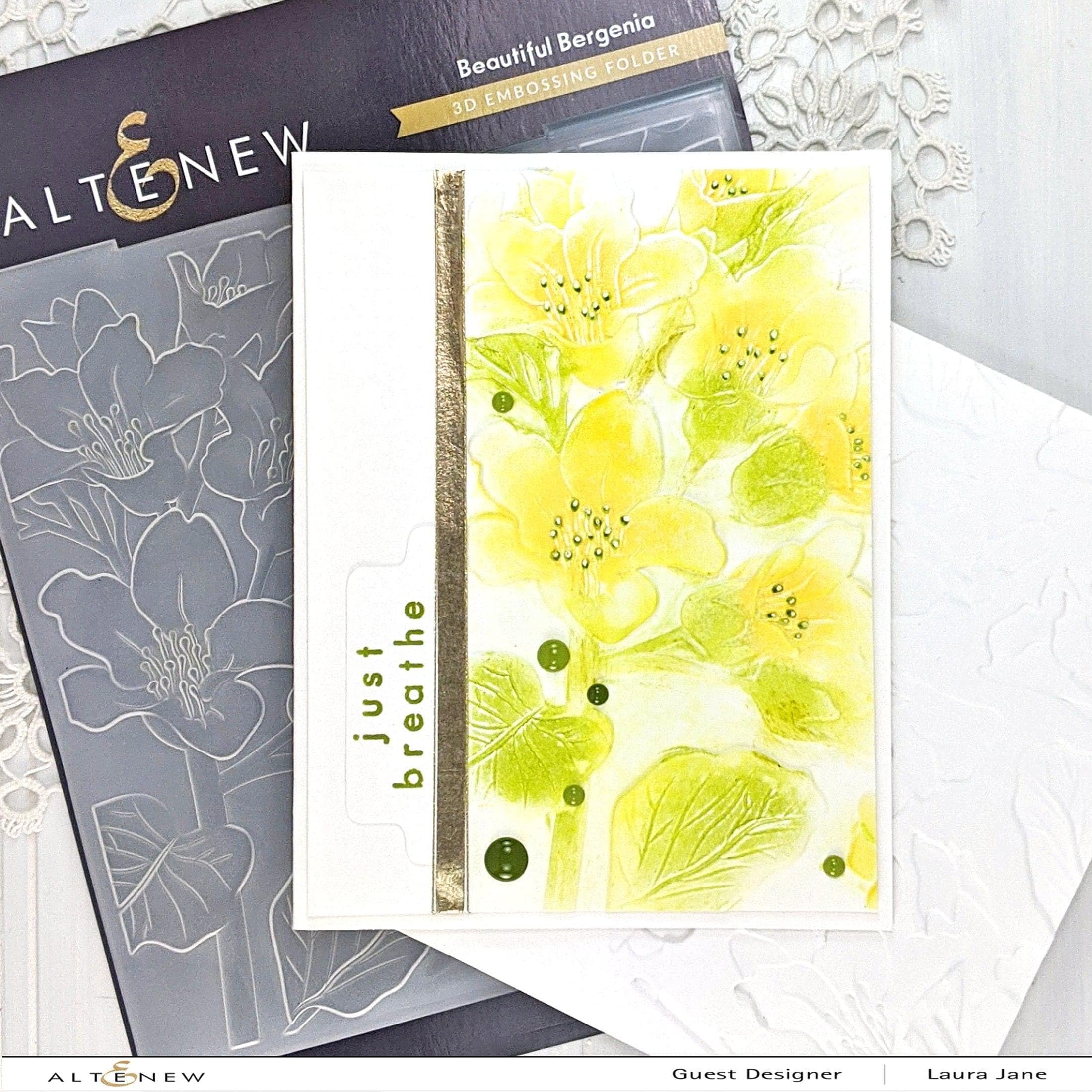 Altenew Beautiful Bergenia 3D Embossing Folder - Easy to Use Paper Crafting Tool for Card Making, Scrapbooking & Journaling | Create Stunning 3D Floral Designs for DIY Greeting Cards, Wedding Invitations & Memory Books