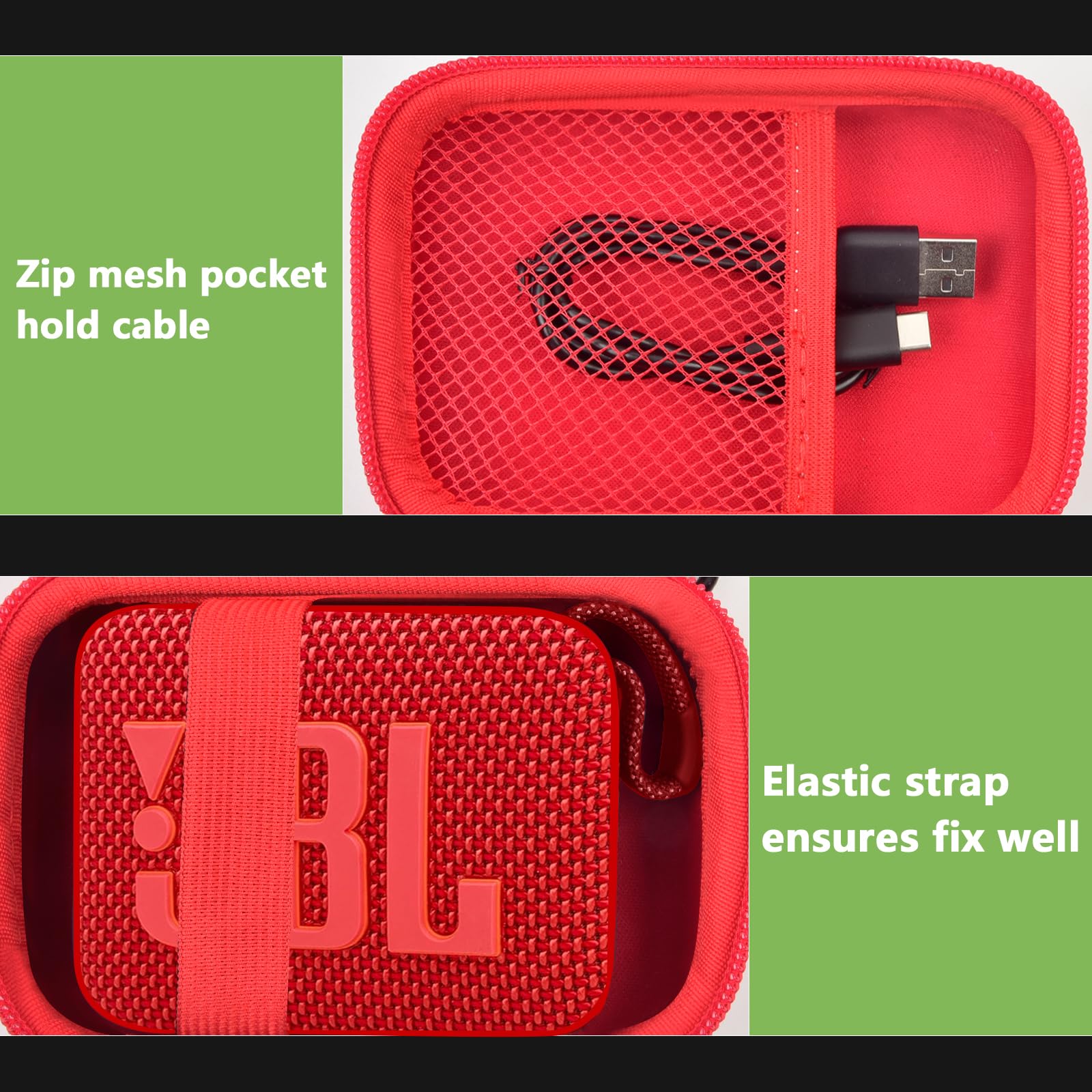 JBL Go 4/Go 3/Go 3 Eco/Go 2 Waterproof Bluetooth Speaker Carrying Case - Durable Portable Protective Box for Mini Wireless Speakers, Perfect for Travel, Outdoor Adventures, and Home Use (Red)