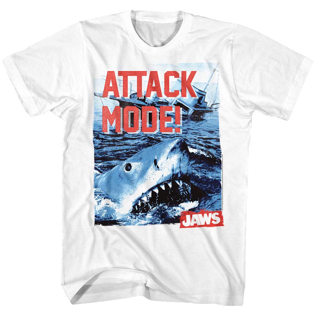 Jaws 1975 Classic Shark Attack Movie T-Shirt - Vintage Steven Spielberg Film Tee with Shark Teeth Design - Perfect for Movie Fans, Beach Trips & Halloween Costumes