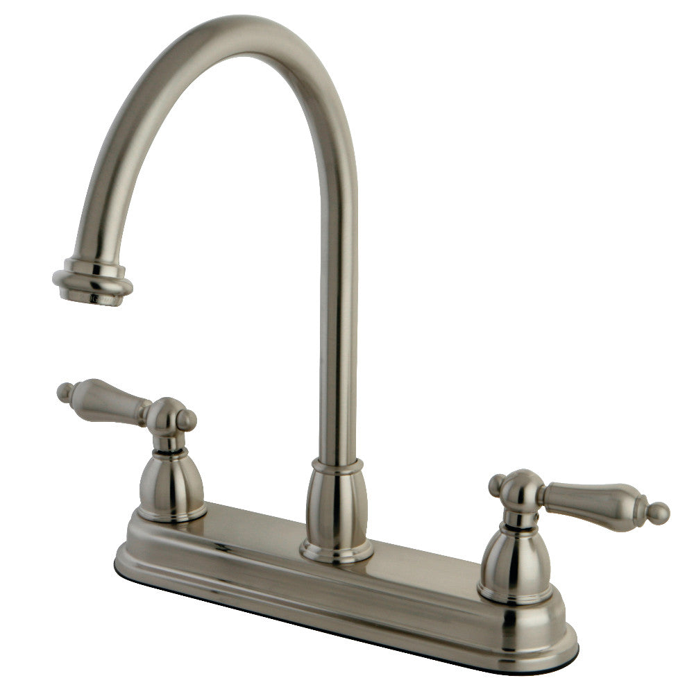 Kingston Brass KB3748AL Restoration Centerset Kitchen Faucet - High Arc Pull-Down Sprayer, Oil Rubbed Bronze Finish for Modern Farmhouse & Vintage Style Kitchens