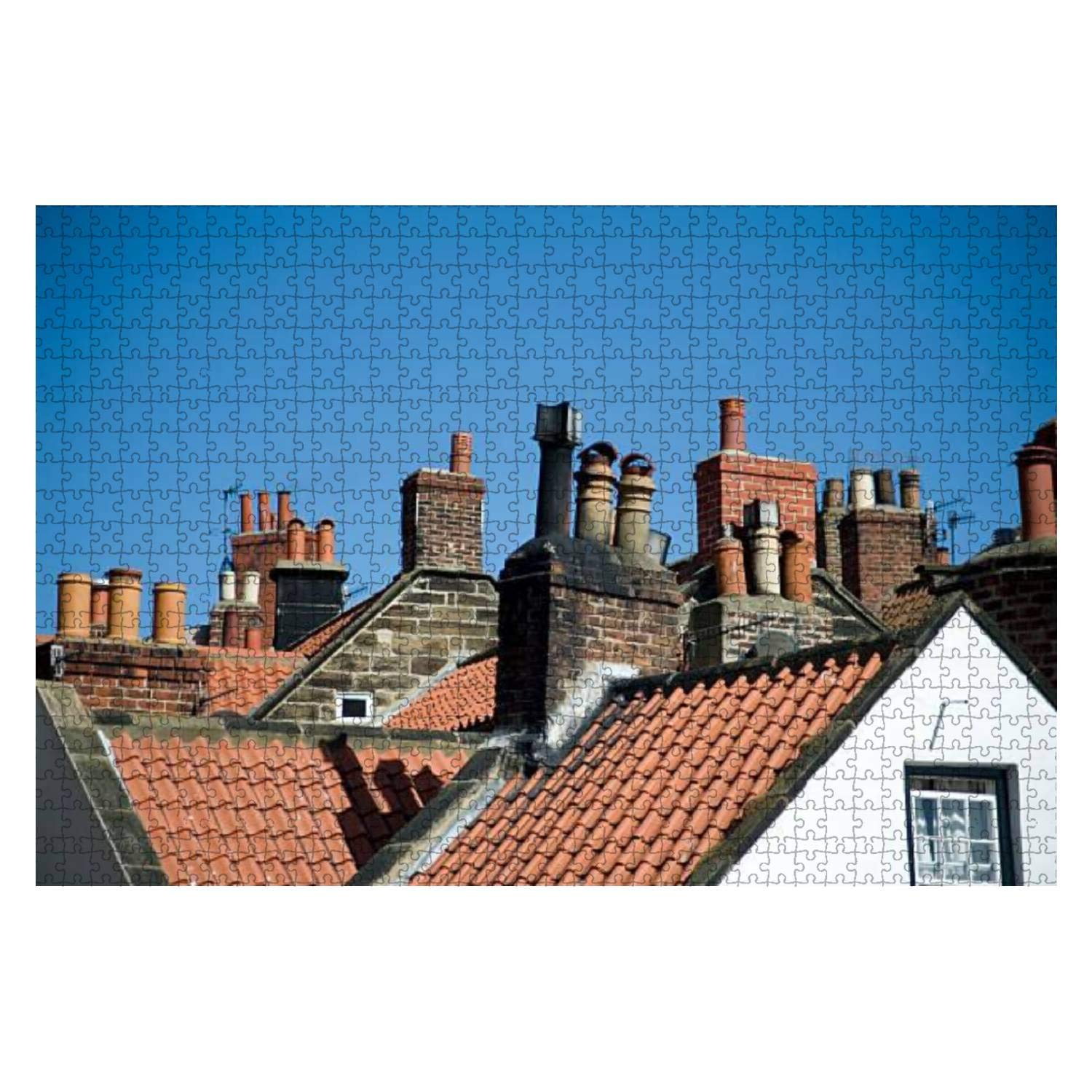 1000-Piece Wooden Jigsaw Puzzle - Robin Hood's Bay British Cottage with Chimney Pots | Educational & Decompression Game for Adults & Kids | Perfect for Family Bonding, Stress Relief & Home Decor