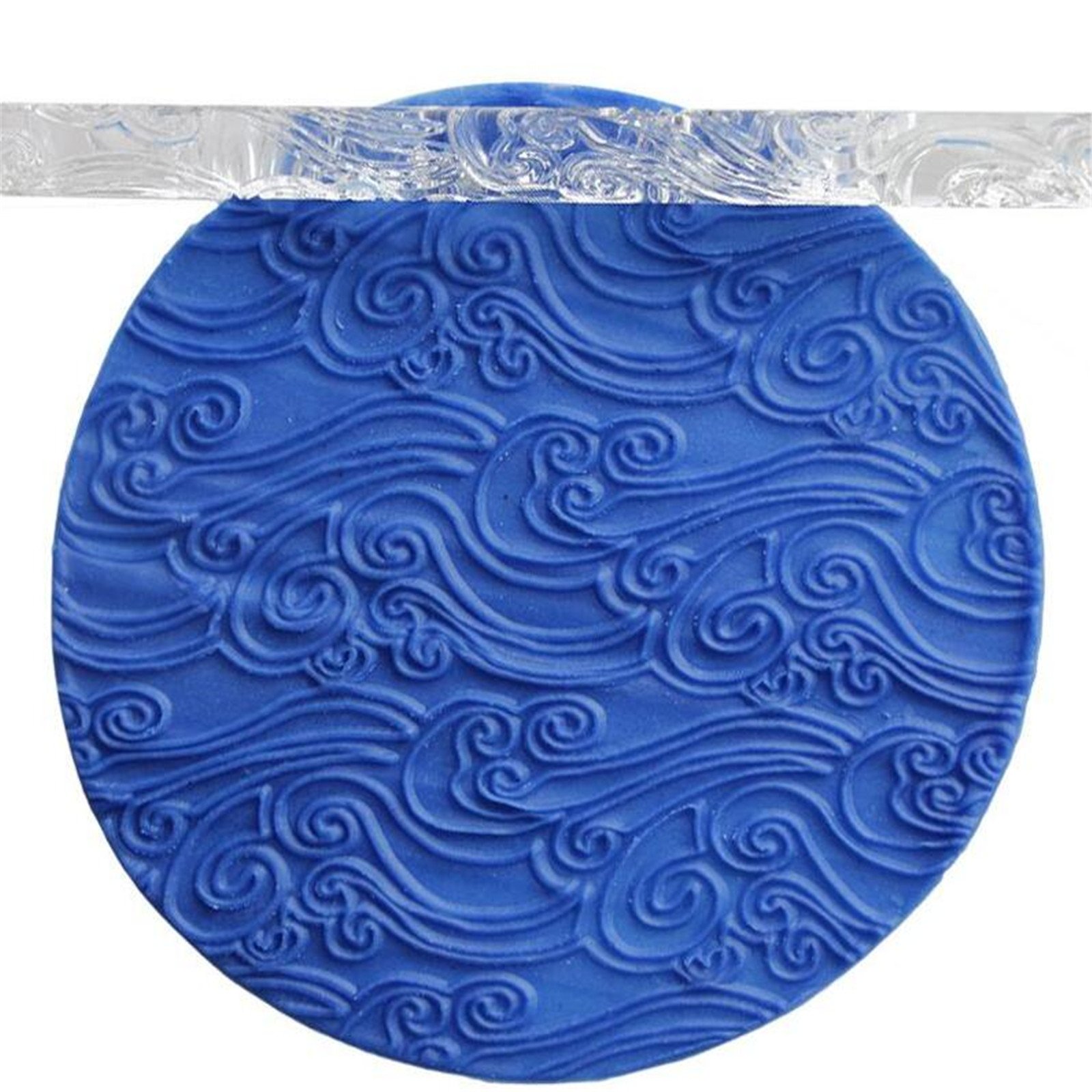 Non-Stick Acrylic Sea Wave Texture Rolling Pin for Baking, Cake Decorating & Pastry - 16 x 1 cm Transparent Kitchen Tool (Ideal for Fondant, Cookie Dough & Pie Crust)