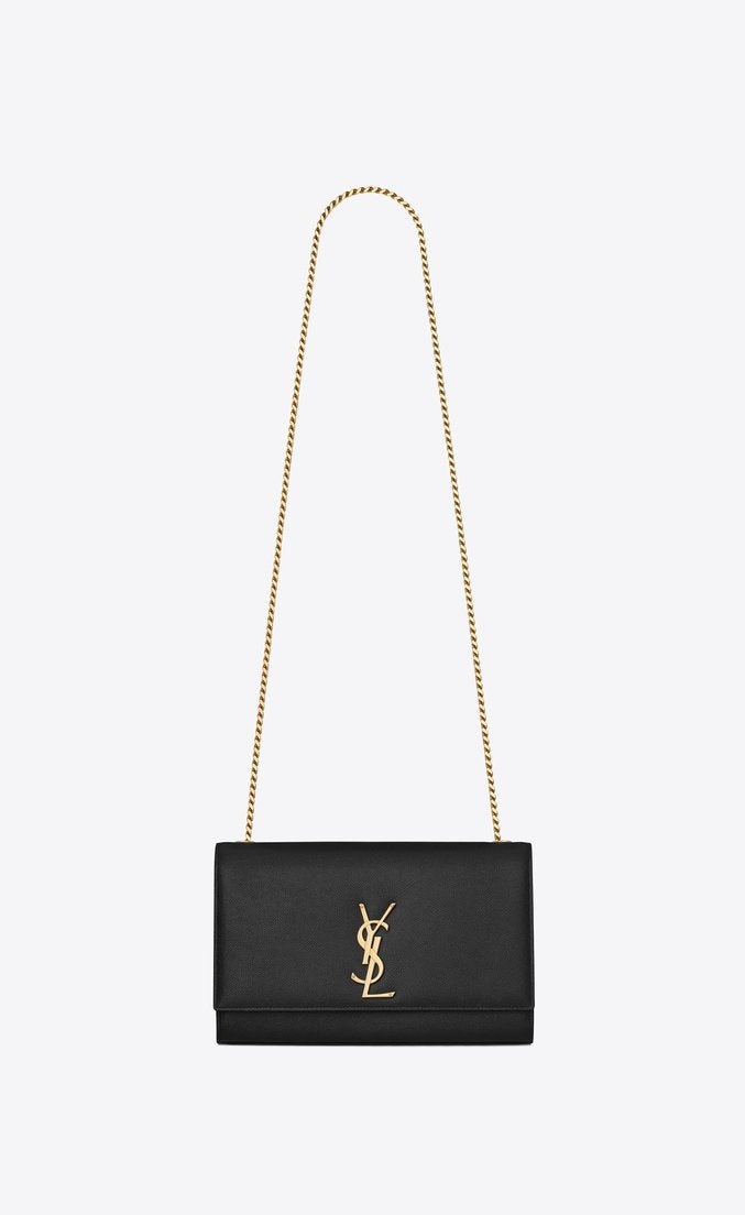 Saint Laurent Kate Medium Grain De Poudre Embossed Leather Crossbody Bag - Black Luxury Handbag for Women, Perfect for Evening Parties & Date Nights