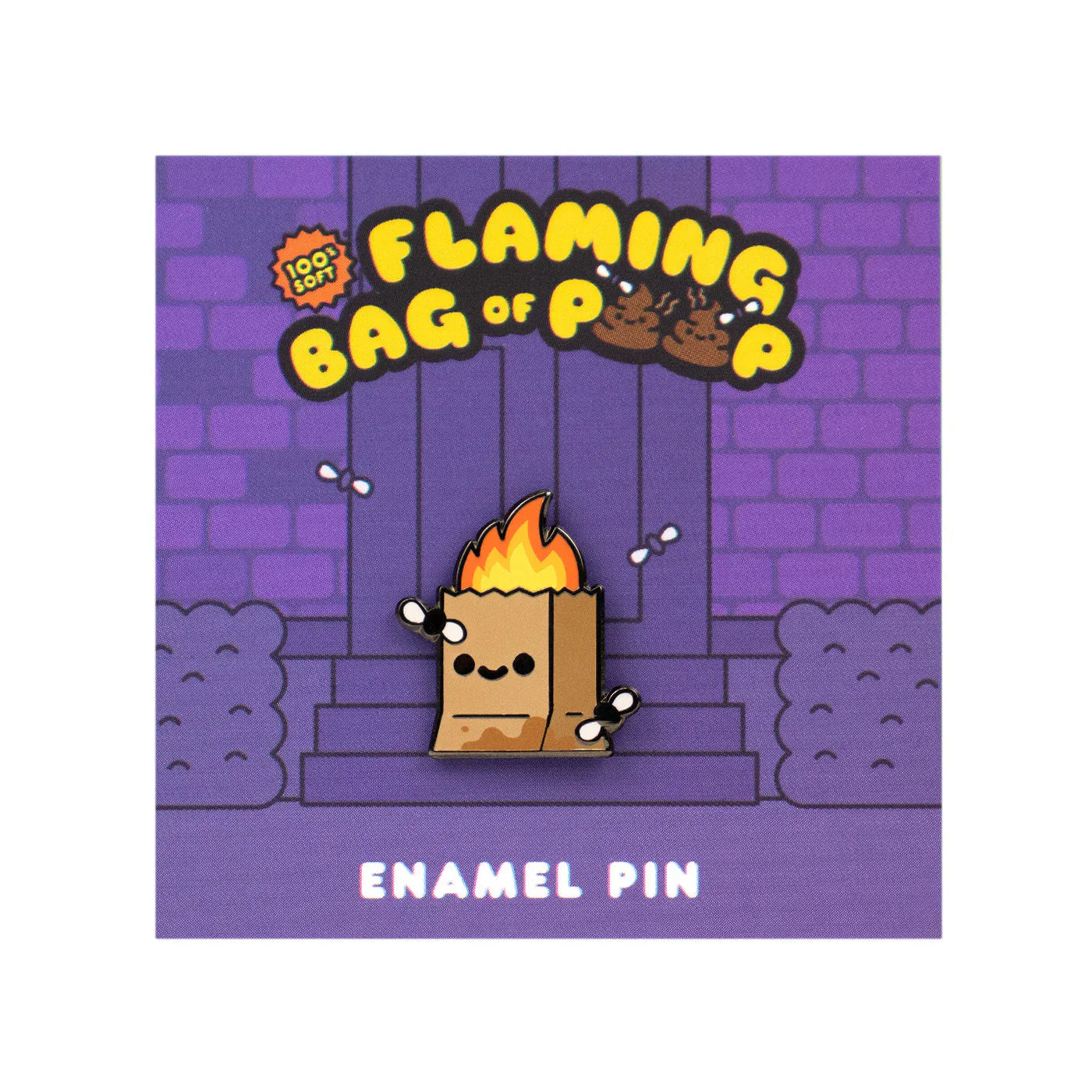 100% Soft Enamel Pins - Funny Flaming Bag of Poop Novelty Lapel Pins for Backpacks, Jackets & Gifts | Perfect for Pranksters, Office Humor & Pop Culture Fans