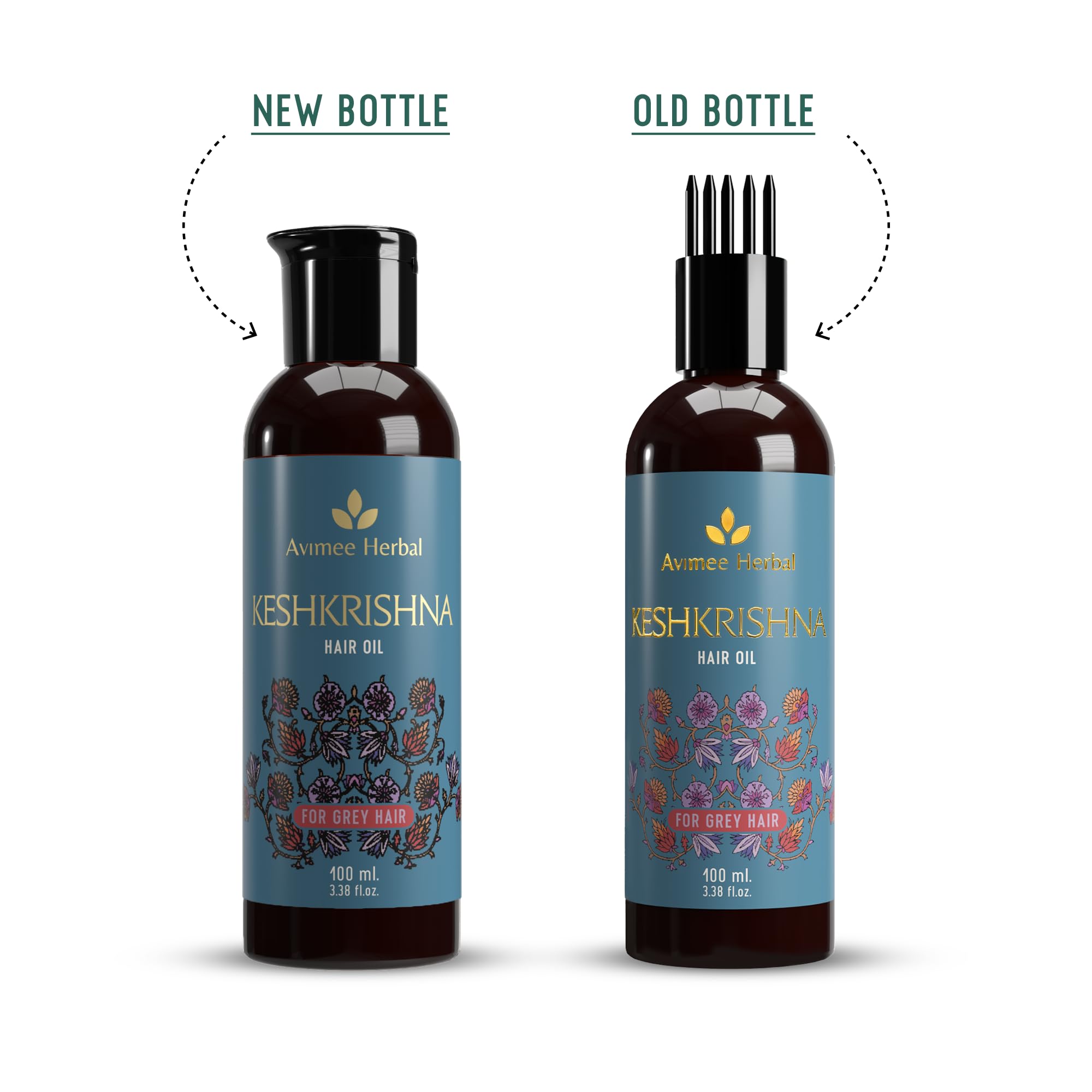 Avimee Herbal Keshkrishna Hair Oil with Indigo, Amla, Curry Leaf & Henna | 100% Natural & Mineral Oil Free | 100ml | Promotes Hair Growth & Prevents Gray Hair | Perfect for Daily Hair Care & Scalp Massage