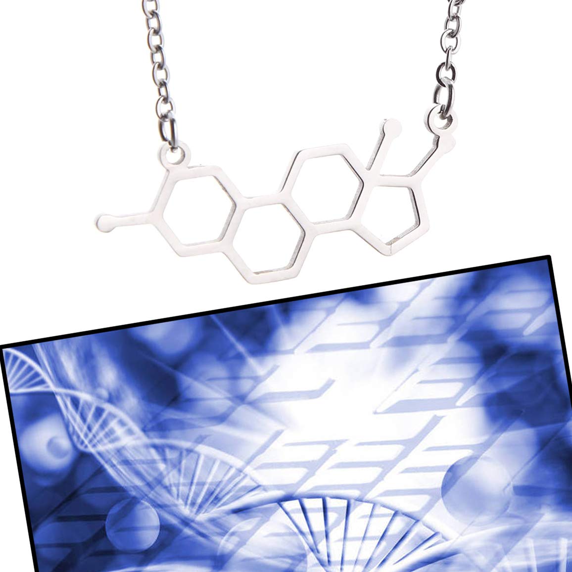 KUIYAI Estrogen Molecule Pendant Necklace - Science Jewelry for Women, Female Symbol Gift for Her - Perfect for Birthdays, Anniversaries & Women's Empowerment Events
