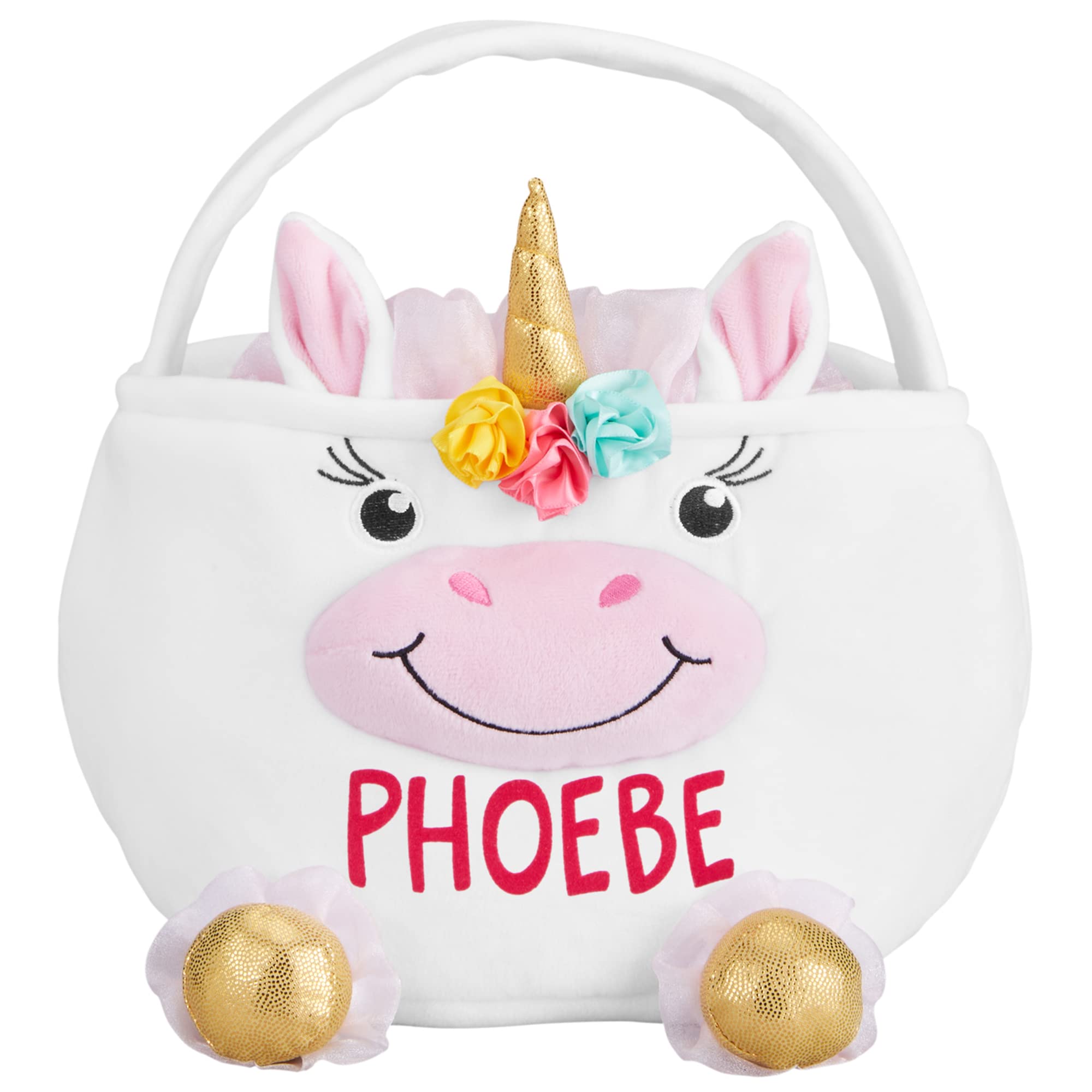 Personalized Easter Basket for Kids with Plush Furry Critter - Custom Name Fillable Gift for Boys & Girls - Unicorn Theme - Optional Easter Basket Stuffers Included - Perfect for Easter Celebrations, Birthday Gifts & Holiday Surprises