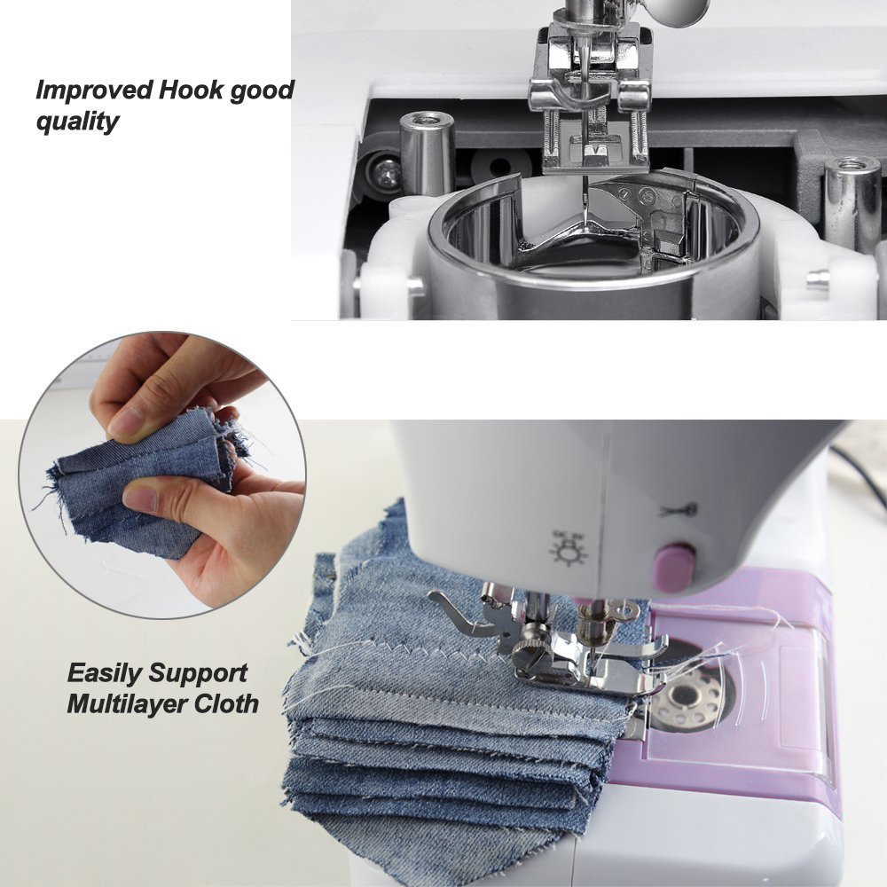 Portable Electric Sewing Machine with Foot Pedal - 12 Stitch Patterns, 2 Speed Settings, Heavy Duty Mini Sewing Machine for Quilting, Embroidery, Overlock & Mending | Free-Arm Crafting, Household Use & DIY Projects