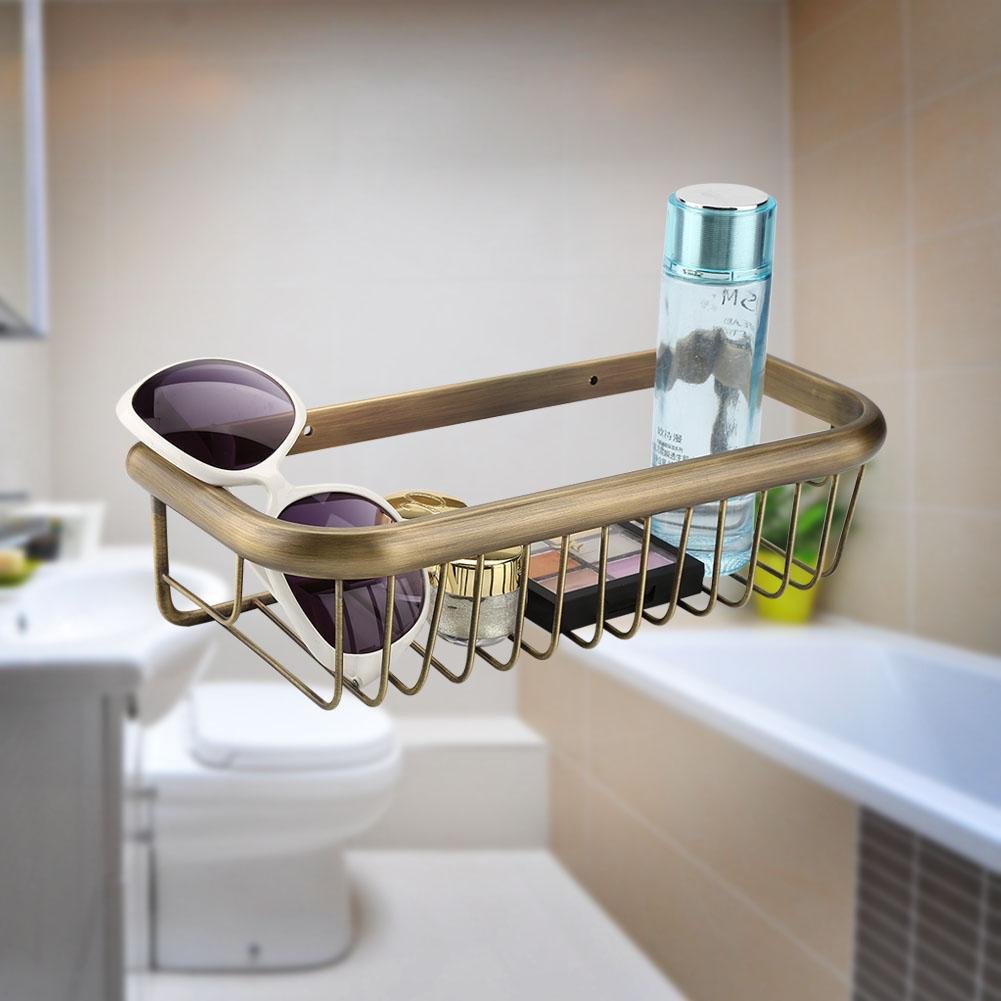 Yosoo Solid Copper Bathroom Shelf - 30cm Wall Mounted Shower Basket for Shampoo & Bath Storage | Rustproof & Durable Bathroom Organizer for Showers, Vanities & Spa Areas