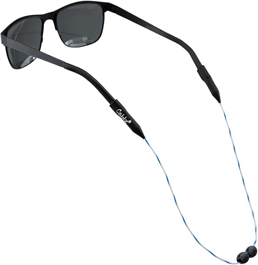 Cablz Monoz Adjustable Sunglass Retainer Strap - 14 Inch, Blue & White Swirl Pattern - Secure Eyewear for Sports, Running, Hiking & Outdoor Activities